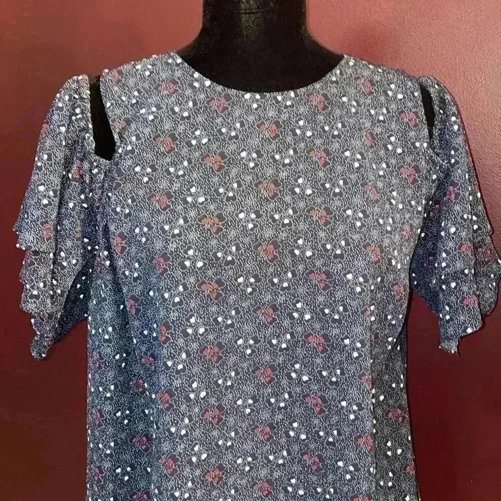 Michael Michael Kors Women’s XL Navy Open Shoulder Short Sleeve Top